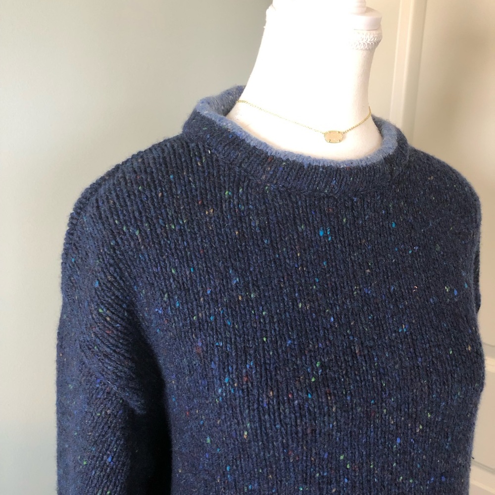 Aran Sweater Market Ireland Blue Speckled Wool Cashmere Blend Sweater. XXL